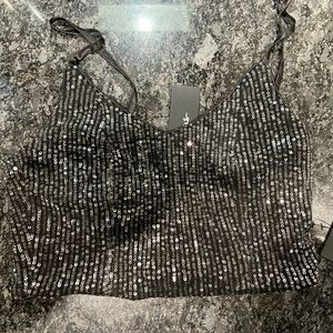 Black sequins lulus crop tank